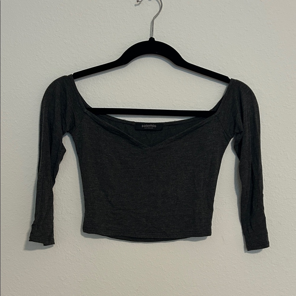 Dark Gray Women's Crop Longsleeve